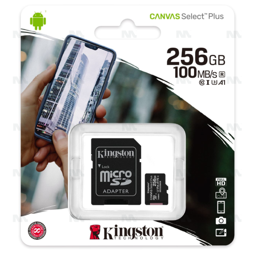 Kingston 256GB Canvas Select Plus MicroSD Memory Card 100R A1 C10 Card With Adapter