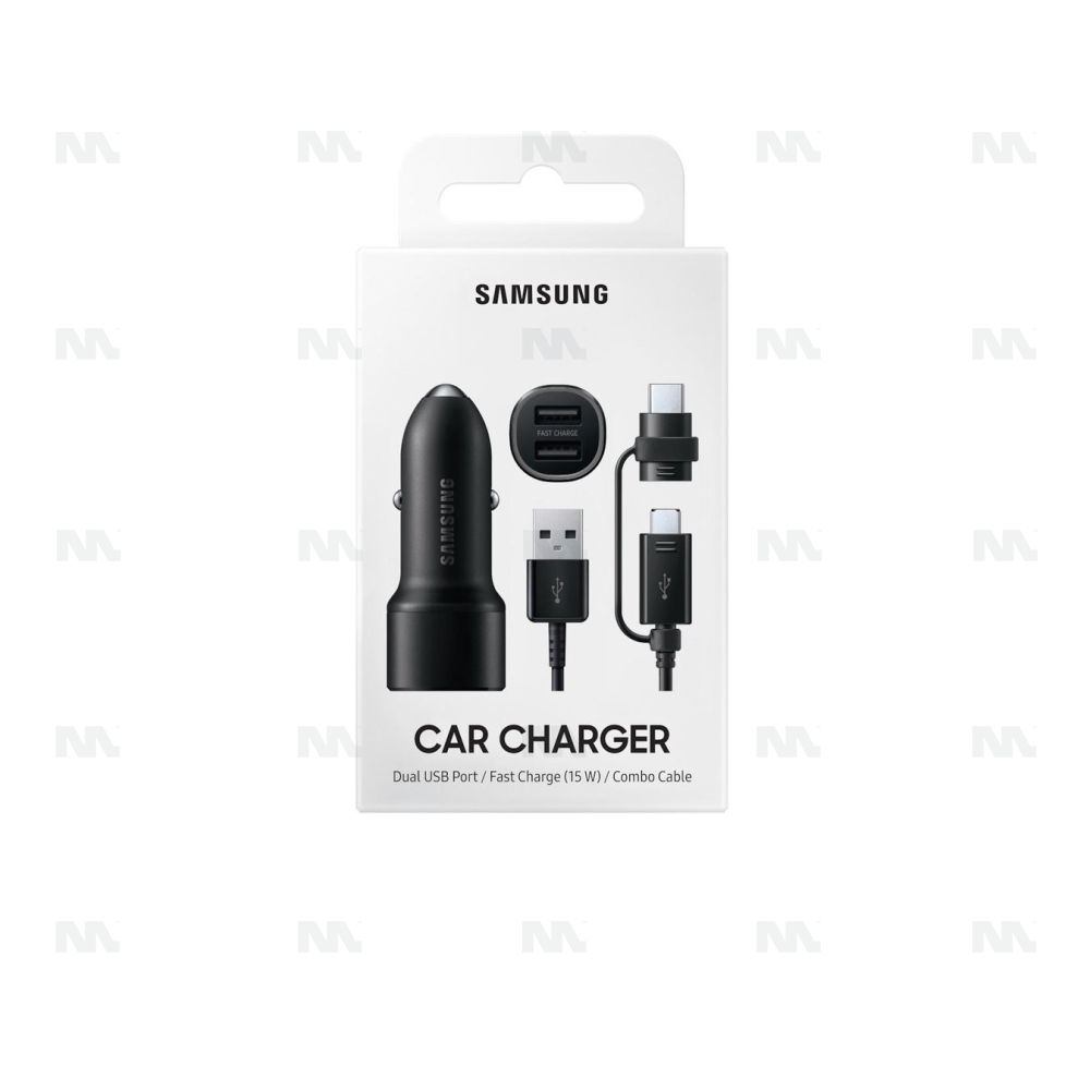 Samsung Car Charger 15W With USB Combo Cable USB-C And Micro-USB Black Original