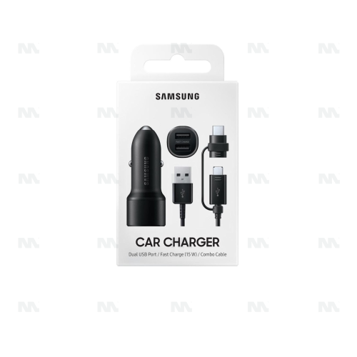 Samsung Car Charger 15W With USB Combo Cable USB-C And Micro-USB Black Original