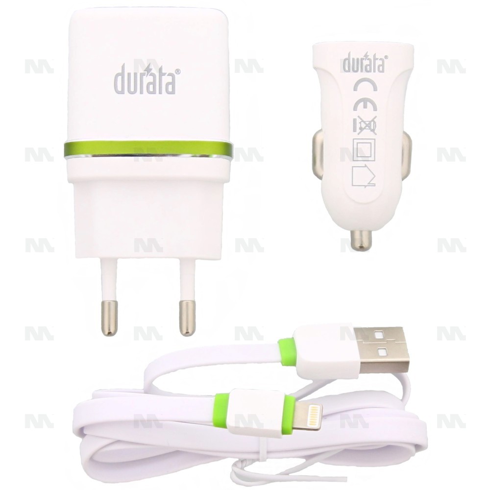 Durata 3in1 AC Adapter Car Charger USB Data Cable DRA3002