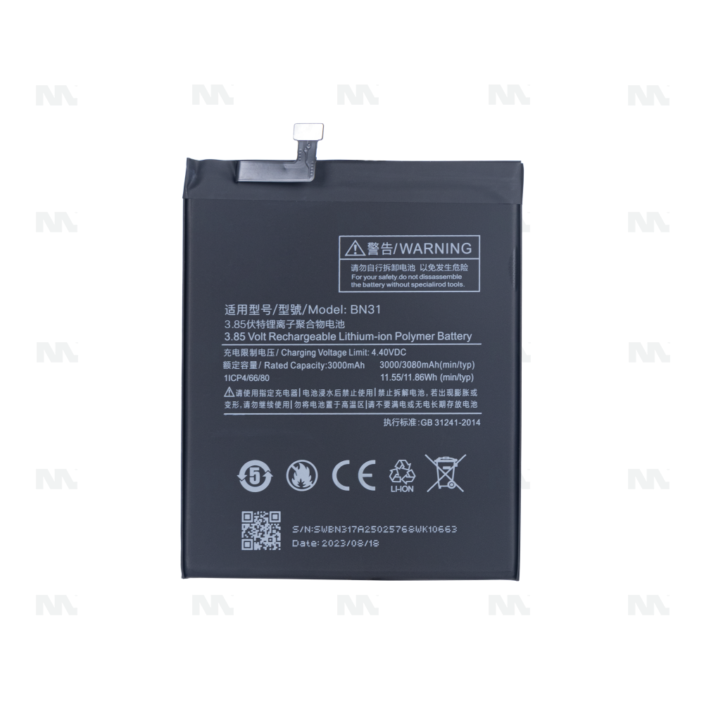 Xiaomi Mi A1 (Mi 5X), Redmi S2, Redmi Note 5A Battery BN31 (OEM)
