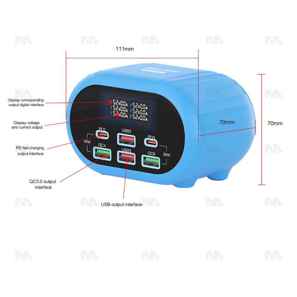 Relife RL-309U intelligent Smart 6-Port Charger
