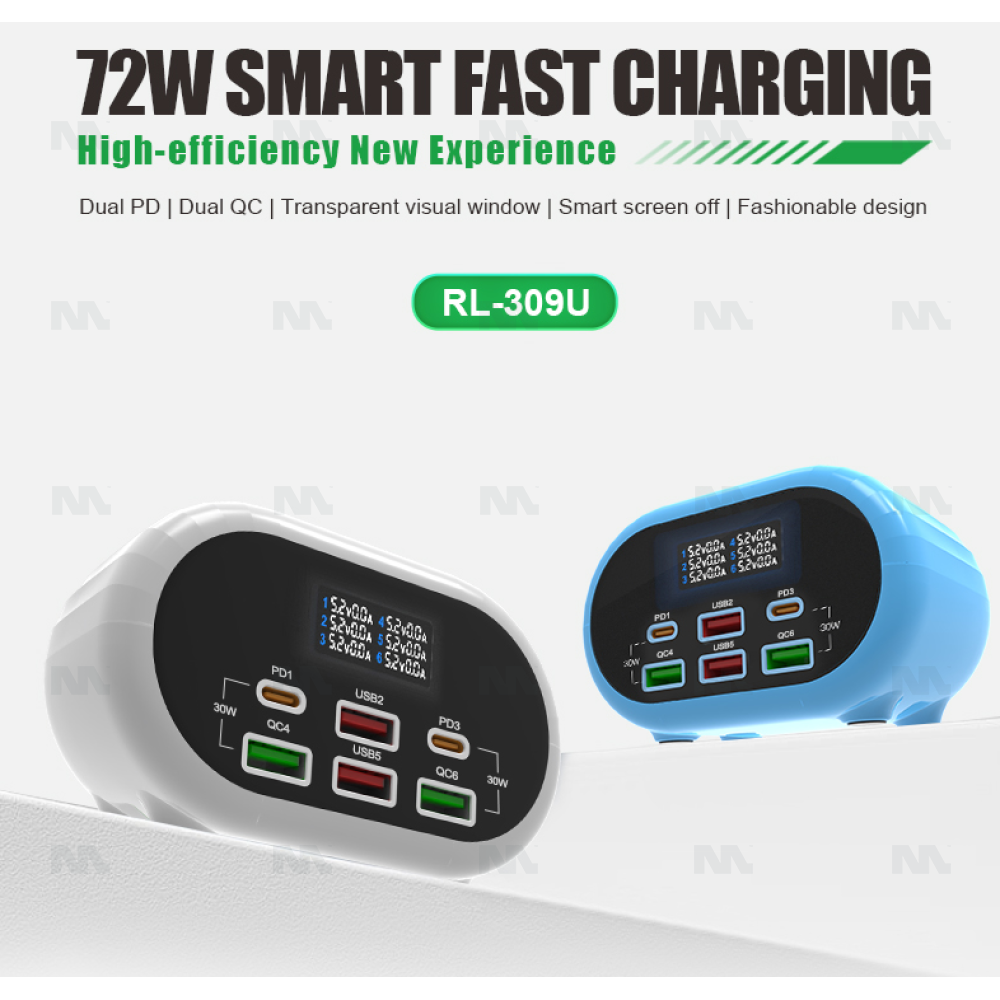 Relife RL-309U intelligent Smart 6-Port Charger