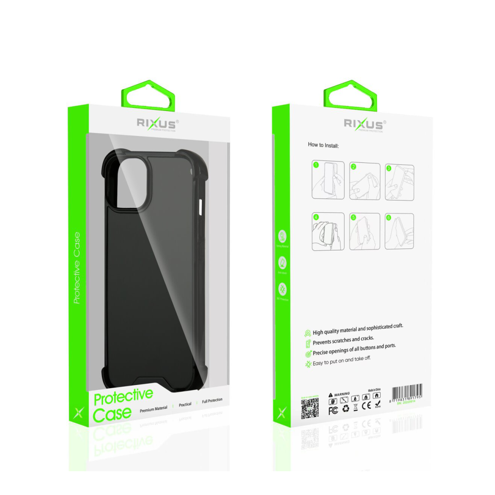 Rixus Anti-Burst Case For iPhone 14 Pro Black