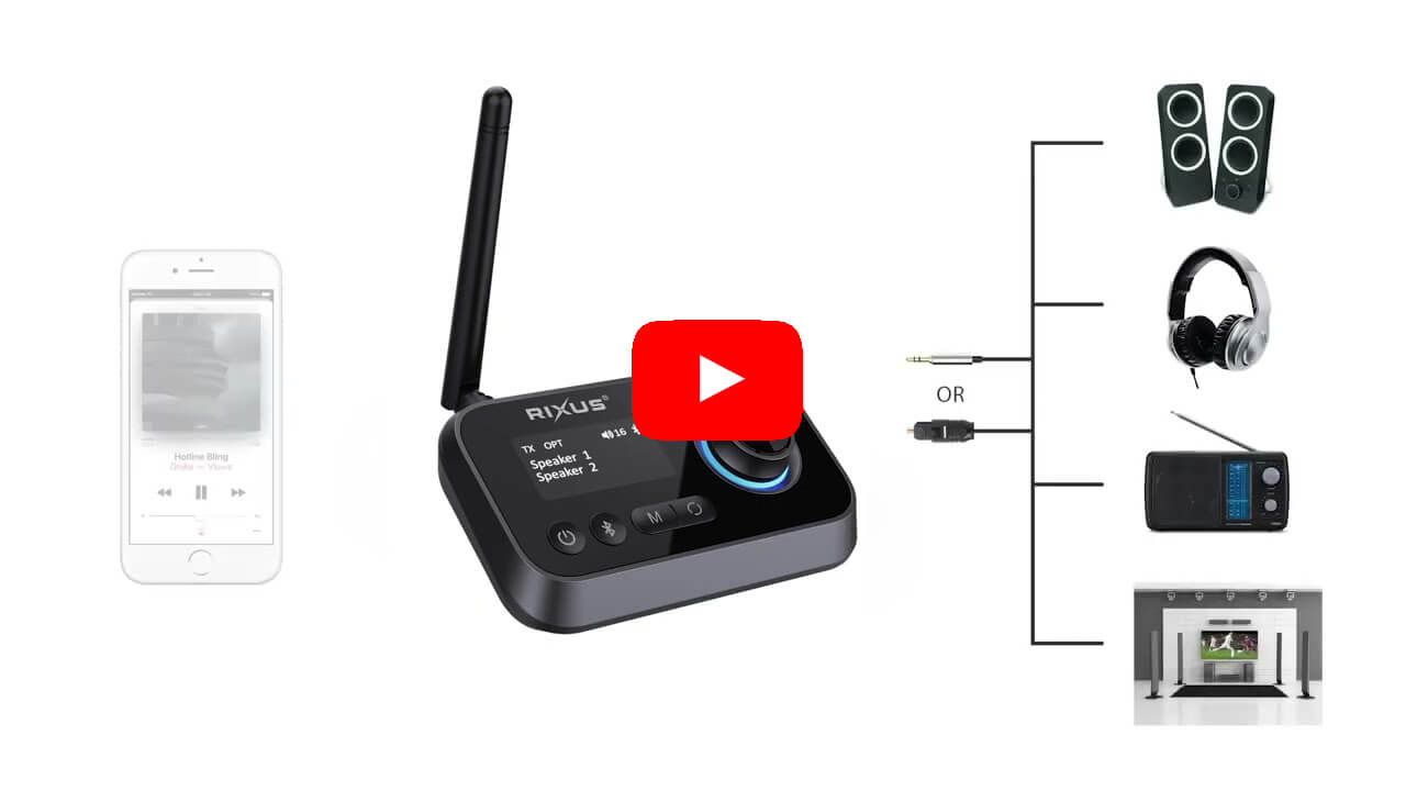 Rixus RXBT38 Duo Bluetooth Receiver Black